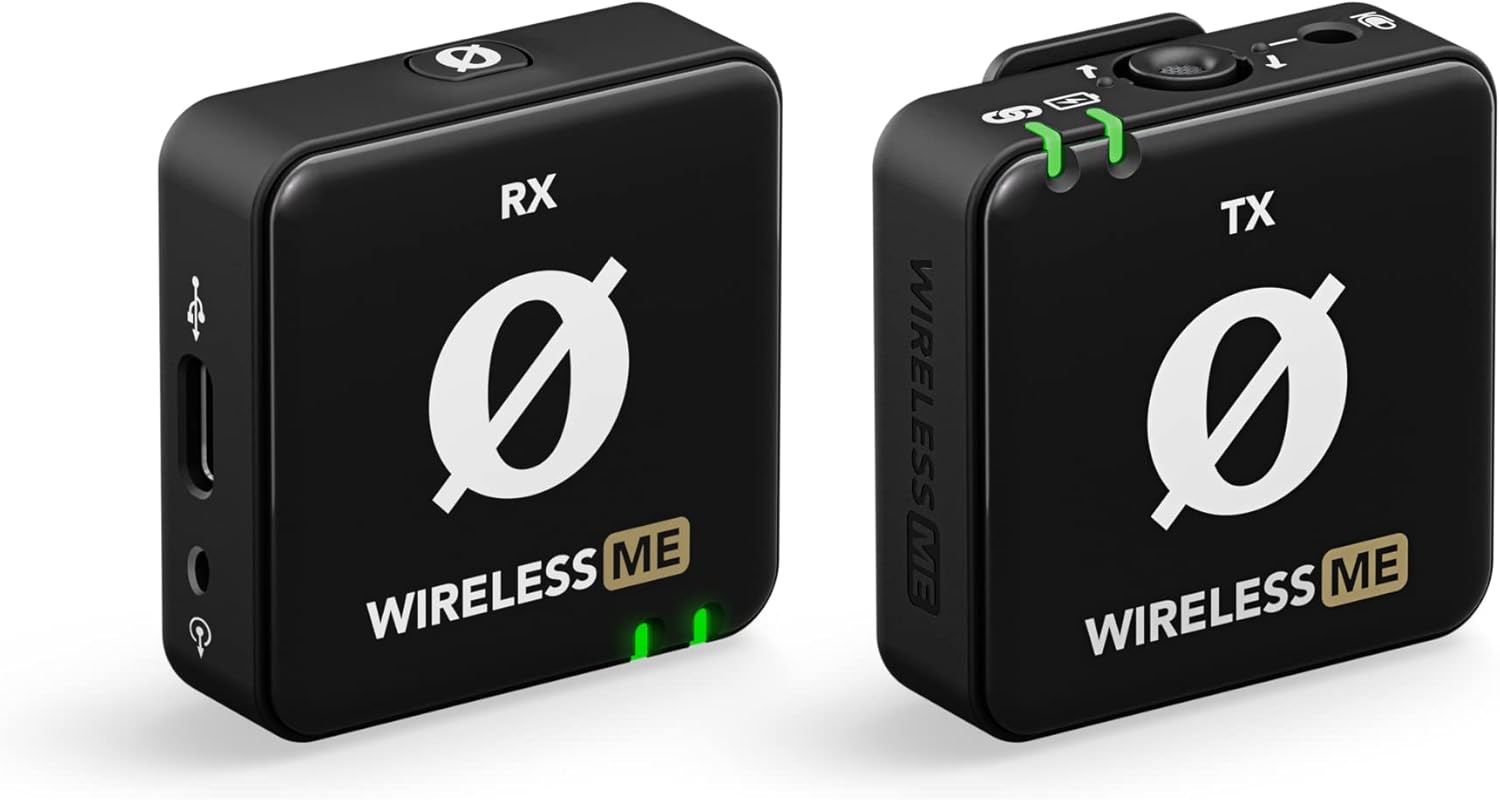 RØDE Wireless ME Ultra-Compact Wireless Microphone System with Built-in Microphones, GainAssist Technology and 100m Range for Film Production, Interviews and Content Creation