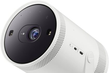 Samsung The Freestyle 2nd Generation LFF3C Portable FHD Wi-Fi Projector, Up to 100 Inch Screen, USB, Auto Focusing and Leveling, 360° Sound, Smart TV, White, 2023