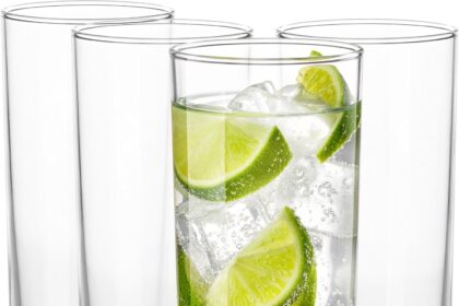 Glasmark KROSNO 1992 Set of 4 Water Glasses Juice Long Drink Transparent Dishwasher Washable 280 ml