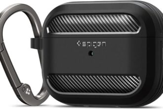 Spigen Rugged Armor Compatible Case with AirPods Pro 2 (2nd Generation 2023/2022) with Carabiner - Matte Black
