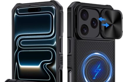 XTCASE Magnetic Cover for iPhone 17 Pro [Compatible with Magsafe], Integrated Sliding Camera Protection Case with Adjustable Stand Shockproof Anti-Slip Scratch, Black