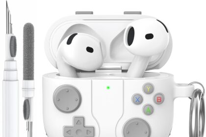 AhaStyle AirPods 4 Case Cover with Cleaning Kit Retro Handheld Game Console Design for AirPods 4th Generation Case Soft Skin Protective Silicone for Apple AirPods4 2024 Charging Case