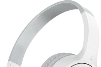 Belkin SoundForm Mini Wireless Headphones for Kids with Microphone, 30 Hours Playtime, Fun Stickers, Over Ear Headset for Online Education, School and Travel, for iPhone, iPad and Galaxy, White