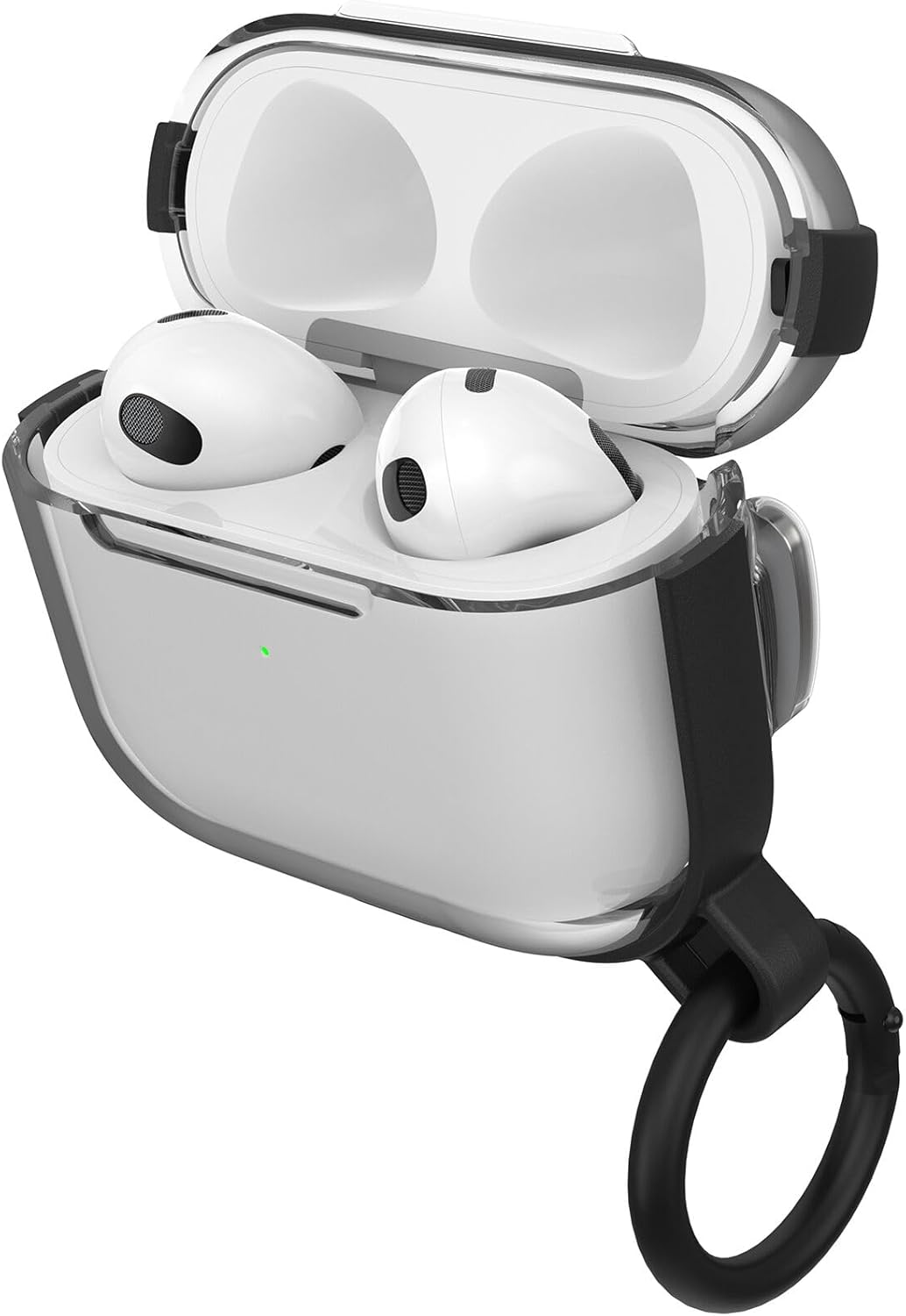 OtterBox Clear Series Airpods Case (3rd Gen), Soft Touch, Anti-Shock, Scratches and Drops, Ultra Slim with Carabiner, Clear/Black