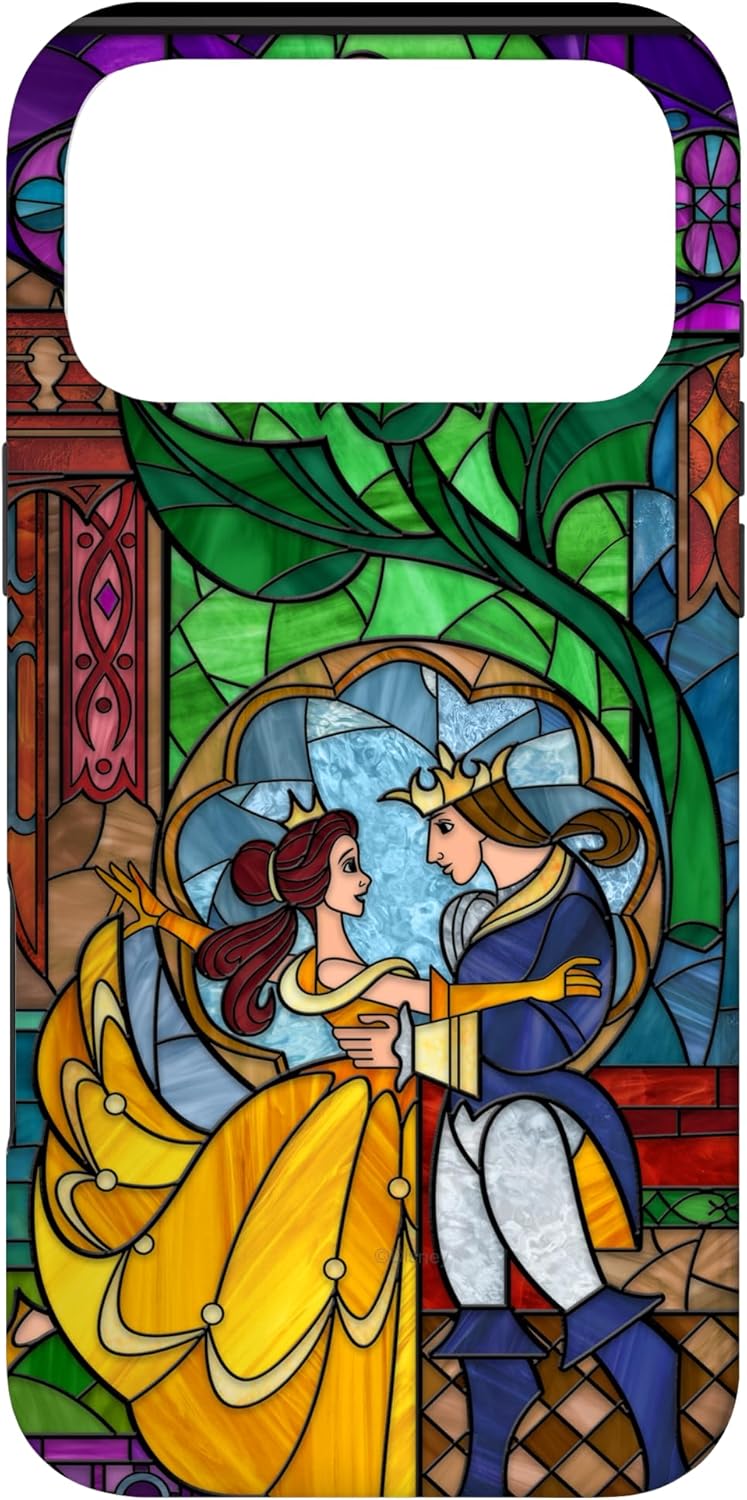 iPhone 17 Pro Max Disney Beauty and the Beast Case - Belle and Prince Stained Glass