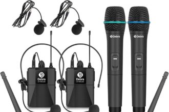 Debra Audio Pro UHF 4 Channel Wireless Microphone System with Lavalier Microphone, Metal Receiver, Ideal for Karaoke, Karaoke Party (2 Handheld and 2 Bodypack(B))