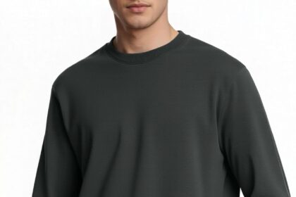 Felpa in pile da uomo, pullover girocollo