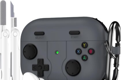 R-fun Case Compatible with Apple Airpods Pro (2023/2022/2019, 2nd/1st Generation), USB-C/Lightning Cable with Cleaning Kit, Classic Design for Portable Game Consoles,Grey