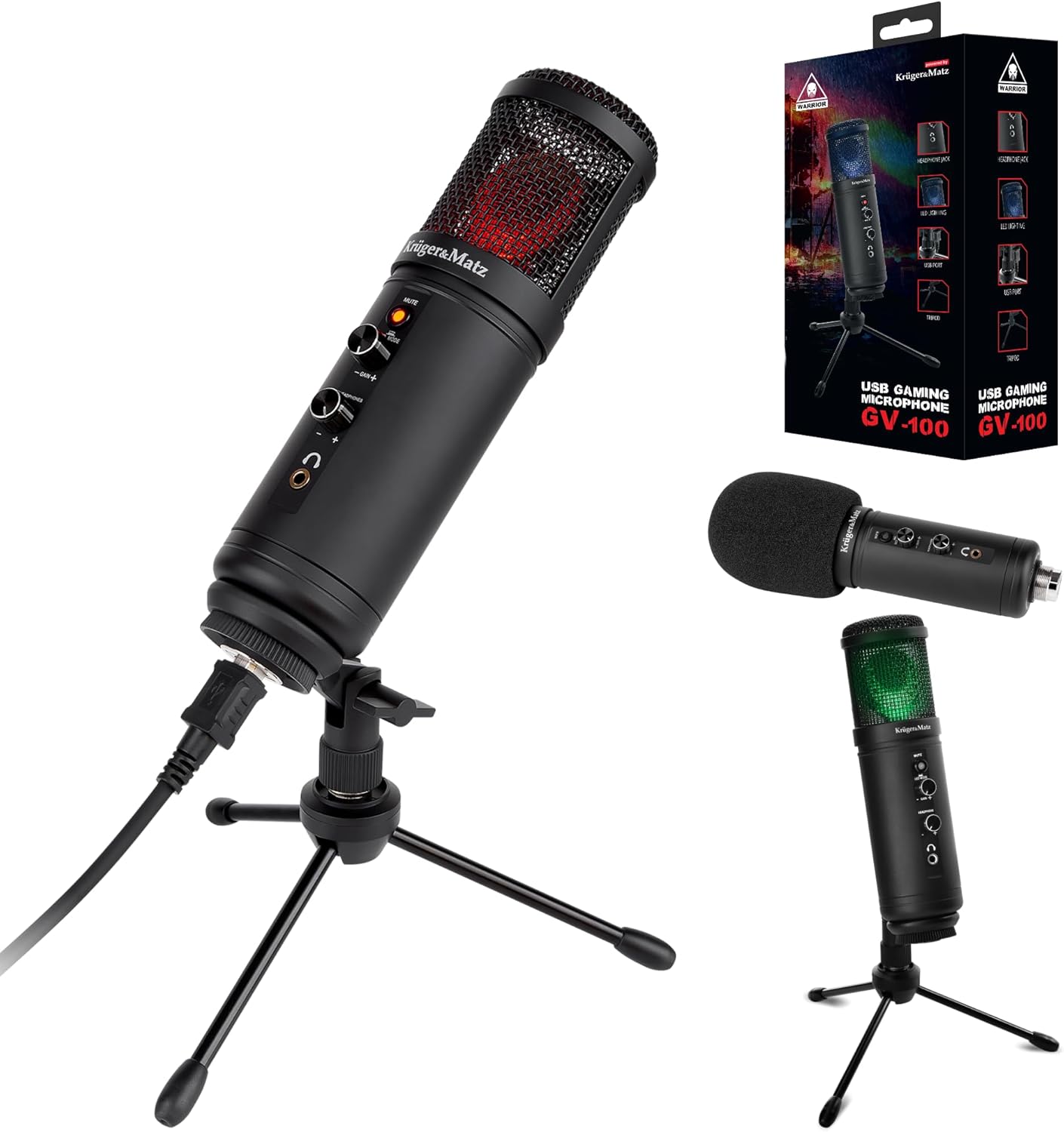 Krüger&Matz Warrior GV-100 KM0765 USB Gaming Microphone