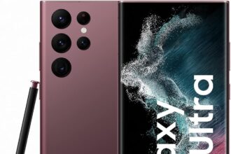 Samsung Galaxy S22 Ultra 5G (512GB) Bordeaux Mobile Phone + Charger - Android Smartphone Spanish Version