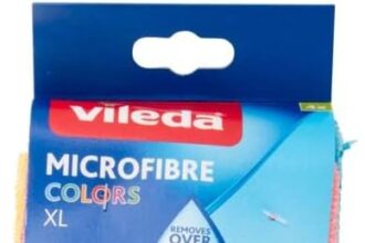 Vileda Colors Multi-purpose Microfibre Cloths Set for Glass, Bathroom, Kitchen, Furniture, Assorted Colours, XL, 36 x 38 cm, 4 Pieces