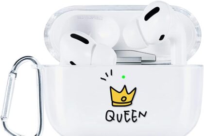 AKABEILA Cover for AirPods Pro 2019 Transparent Case with Carabiner Soft Silicone Protective Cover for AirPods Pro 1 Generation Case Cute Pattern LED Front Visible