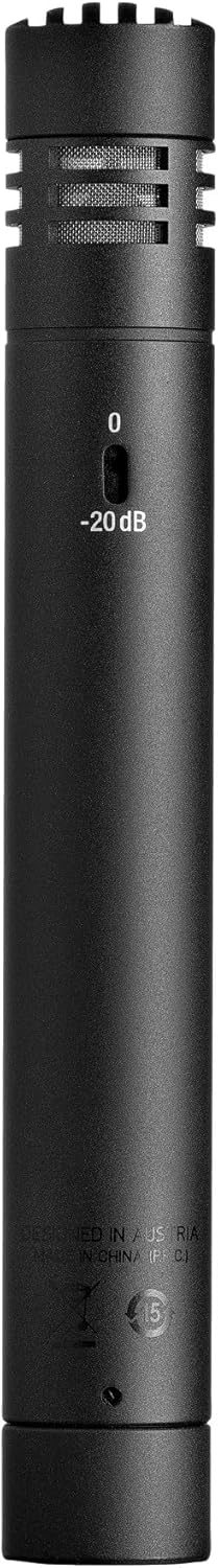 AKG P170 High Performance Instrument Condenser Microphone, Sturdy Metal Body, Versatile Design, Switchable Dimming Pad - Black