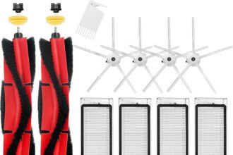 Chuancheng Replacement Accessories for Xiaomi Roborock S5 MAX S6 Pure S6 MaxV S50 Vacuum Cleaner, 2 Roller Brushes, 4 Side Brushes, 4 HEPA Filters (White)