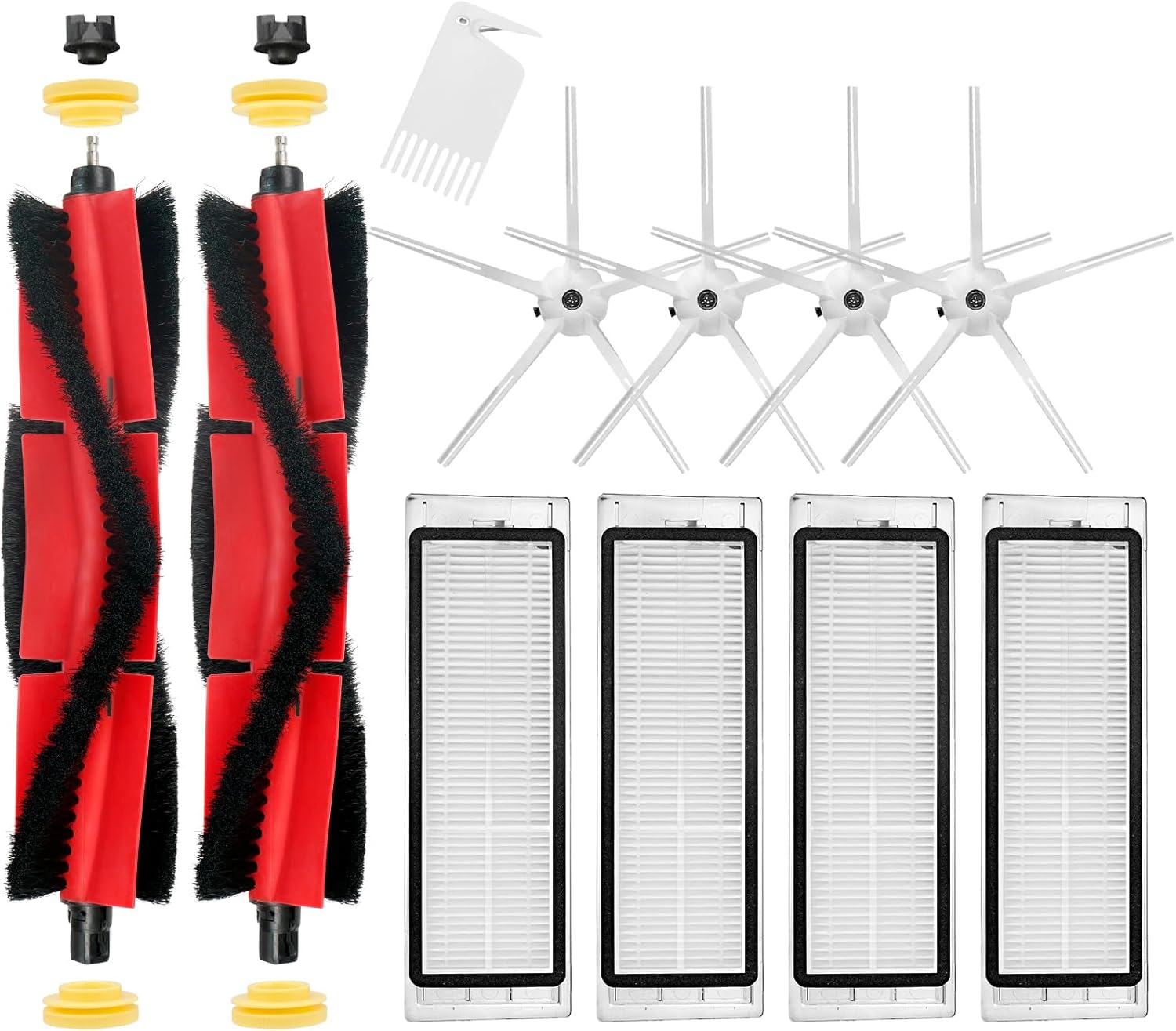 Chuancheng Replacement Accessories for Xiaomi Roborock S5 MAX S6 Pure S6 MaxV S50 Vacuum Cleaner, 2 Roller Brushes, 4 Side Brushes, 4 HEPA Filters (White)