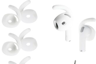 Adhiper 4 Pairs Earphone Hooks for AirPods 4 【Added Case and Carabiner】Non-slip Sports Ear Hooks Compatible with AirPods 4th Generation (White)