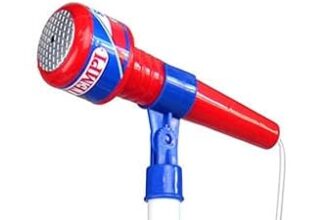 Bontempi | MP3Stage Mic - Stage Microphone with MP3 Connection for Versatile Performance, with Bright Effects and Smartphone Holder, Blue and Red, 41 x 19.5 x 6.3 cm