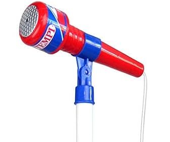 Bontempi | MP3Stage Mic - Stage Microphone with MP3 Connection for Versatile Performance, with Bright Effects and Smartphone Holder, Blue and Red, 41 x 19.5 x 6.3 cm