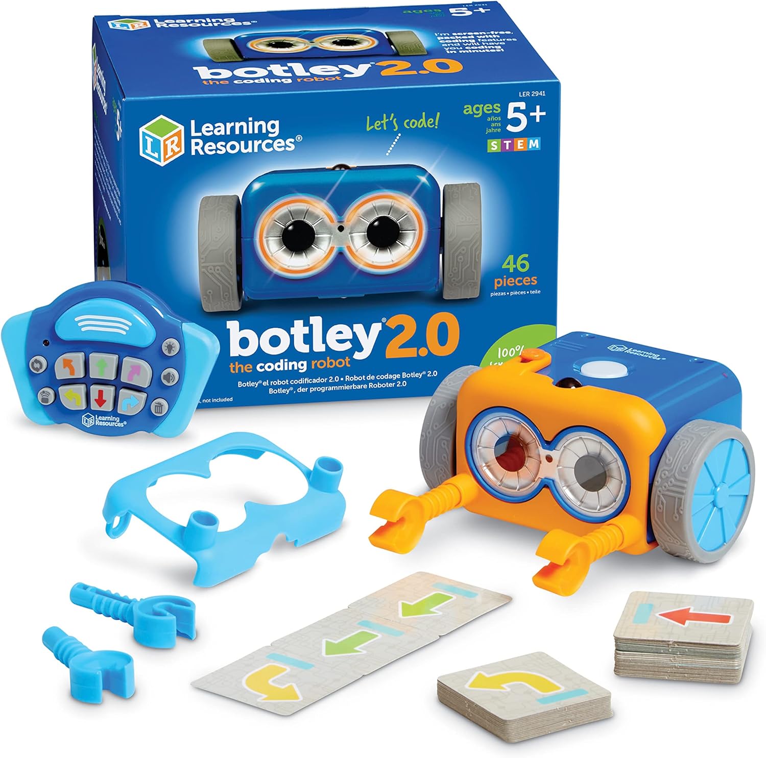 Learning Resources Botley 2.0 Programmable Robot, Age 5+, Educational STEM Robot Without Screen with Lights and Sounds