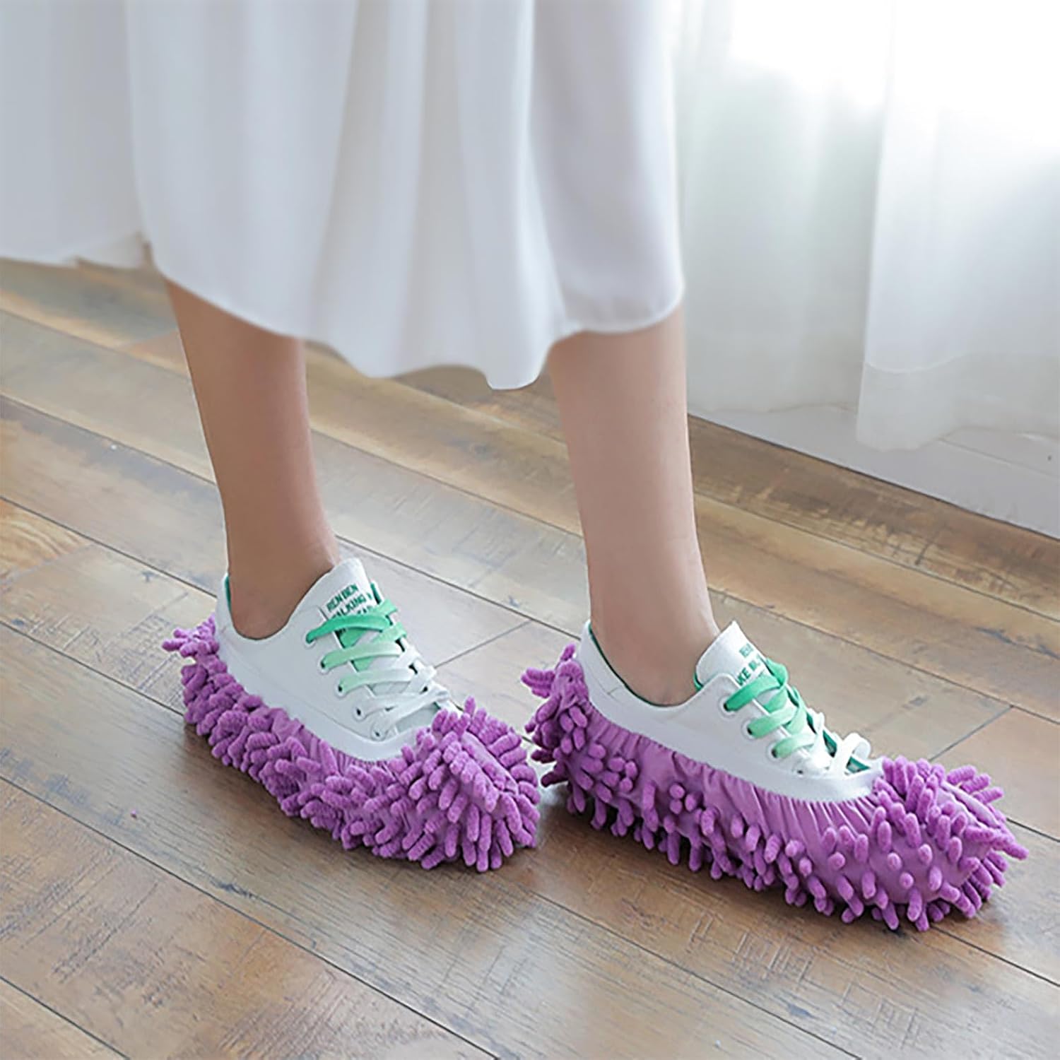 Reusable Shoe Covers for Floor Cleaning Household Household Hands-Free Mop Dust Sweeping on Laminate Surfaces, Wood Tiles, Color
