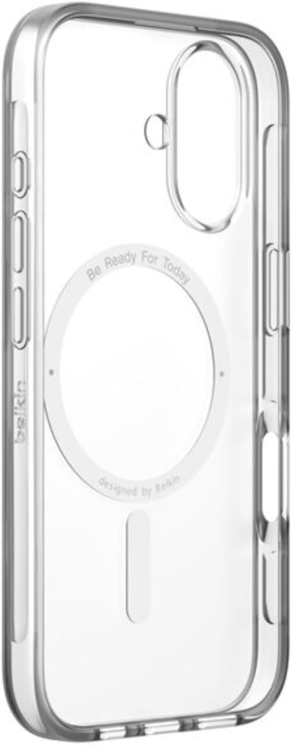 Belkin SheerForce iPhone 16 Case, Phone Case Compatible with MagSafe, Slim Design and Anti-Scratch Coating, Magnetic iPhone Protective Cover, Shockproof - Clear