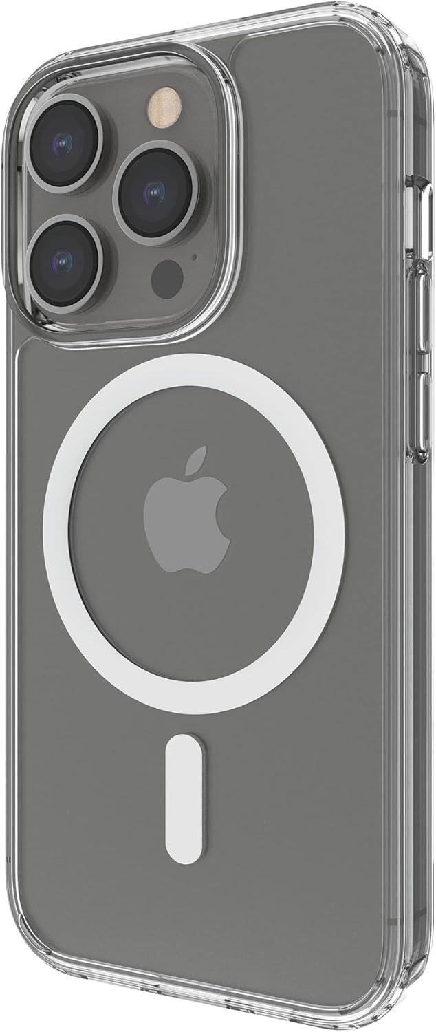 Belkin Case for iPhone 14 Pro Compatible with MagSafe Wireless Charging, Transparent Magnetic Cover for iPhone 14 with Integrated Magnets and Raised Edges for Camera Protection