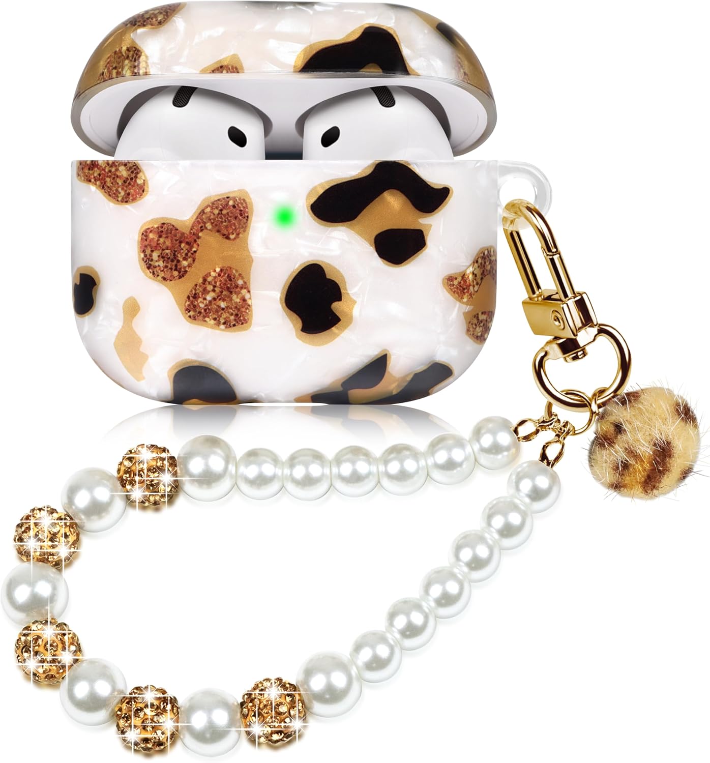 Cute Case for AirPods 4 Gen (2024) Leopard Print TPU Hard Cover with Lanyard Compatible with AirPods 4th Generation Shell for Women
