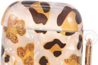 DOITOOL Protective Case for Earphones in Durable Material Leopard Design Elegant Lightweight and Portable Cover Compatible with Airpods