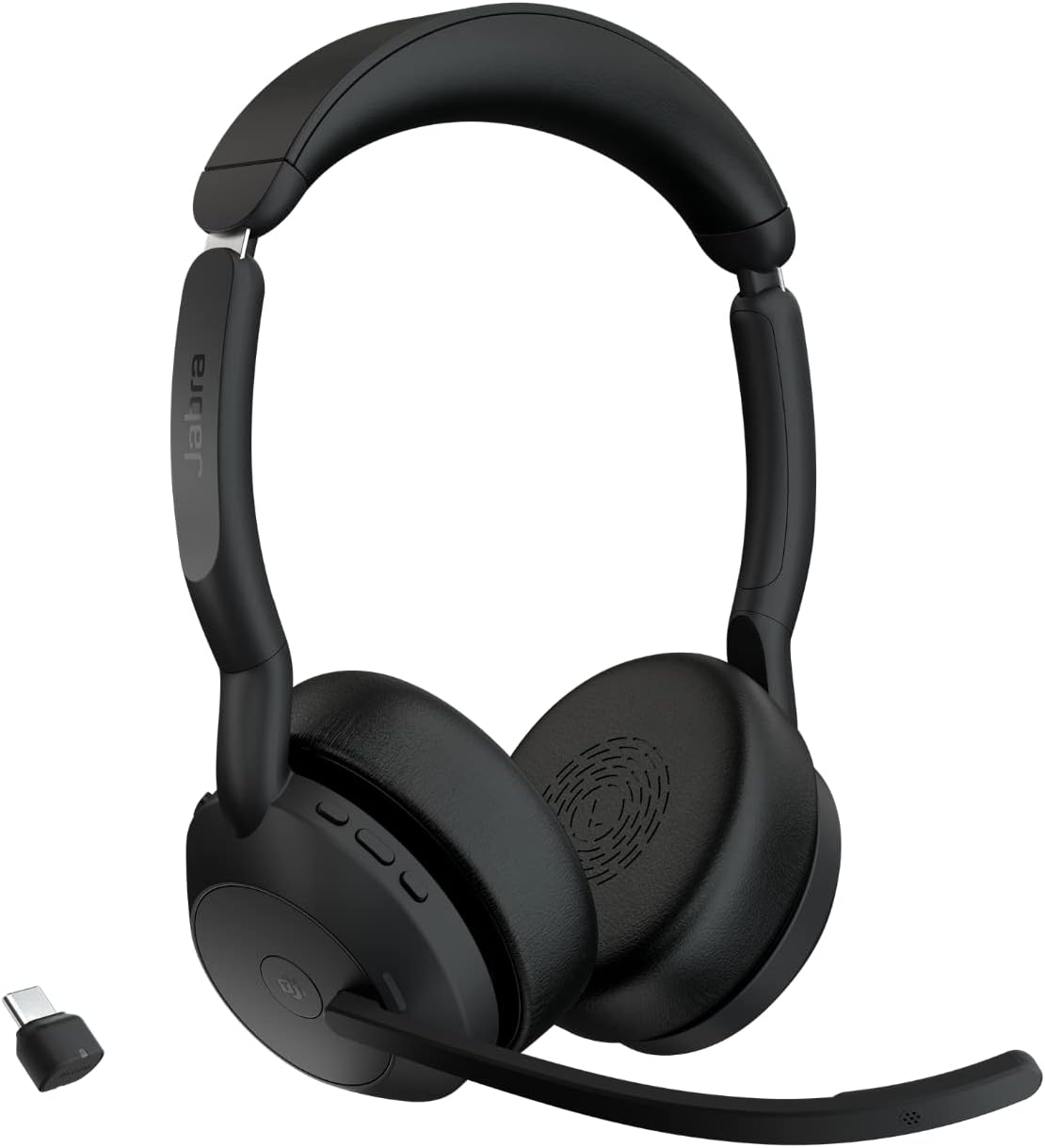 Jabra Evolve2 55 Wireless Stereo Headphones with Jabra Air Comfort Technology, Noise-Cancelling Microphones and ANC - MS Teams Certified, Works with All Other Platforms - Black