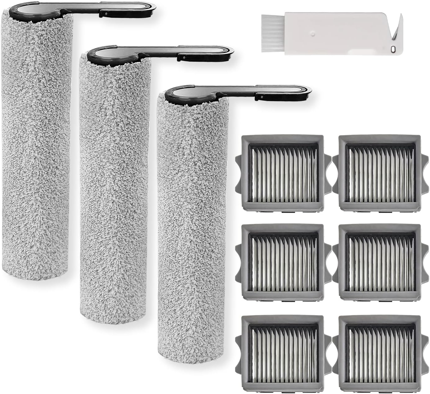 HEPA Replacement Kit (Filter) & Brush Roller Compatible with Tineco Floor One S7 Artist Dry & Wet Vacuum Cleaner Accessories Replacement Parts, Includes 3 Roller Brushes and 6 HEPA Filters
