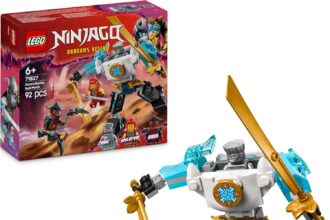 LEGO NINJAGO Mech Battle of Zane – Jointed Ninja Toy Figure with 3 Minifigures with Armor, Swords and Accessories, Games for Children and Girls from 6 Years from Dragon Revolt 71827