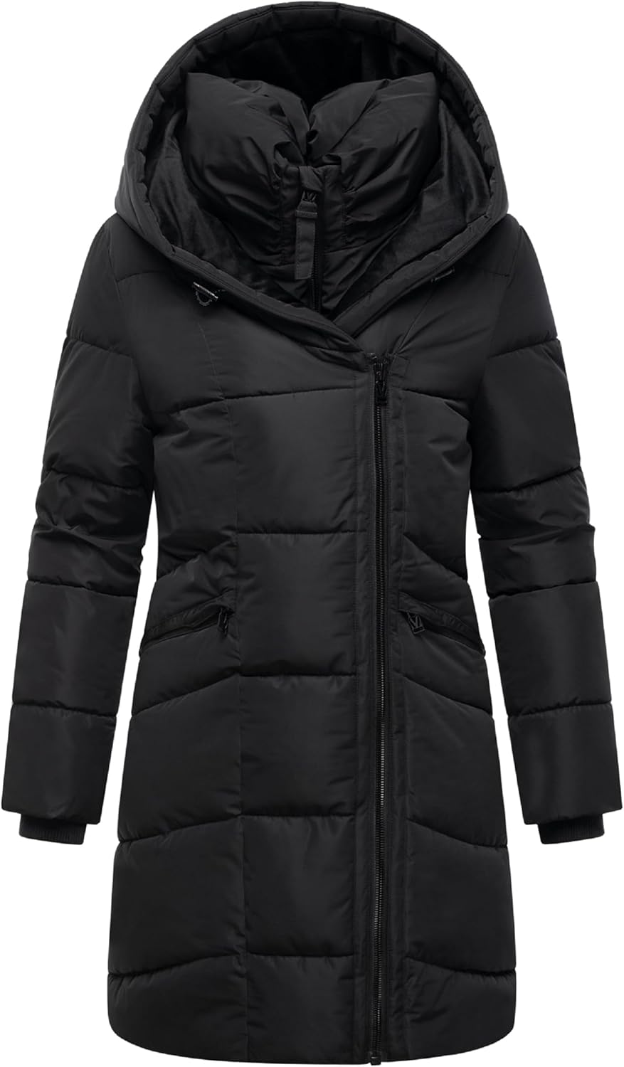 MARIKOO Virenaa Women's Long Coat Warm Winter Jacket with Double Zip and Hood 16 S-3XL