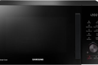 Samsung Bespoke MC28A5137KKE1 Combined Microwave Oven with Gilding Plate and Steamer Included, Air Frying, Sensor Cook, Capacity: 28L, Colour: Black, WxHxD: 51.7 x 31.0 x 47