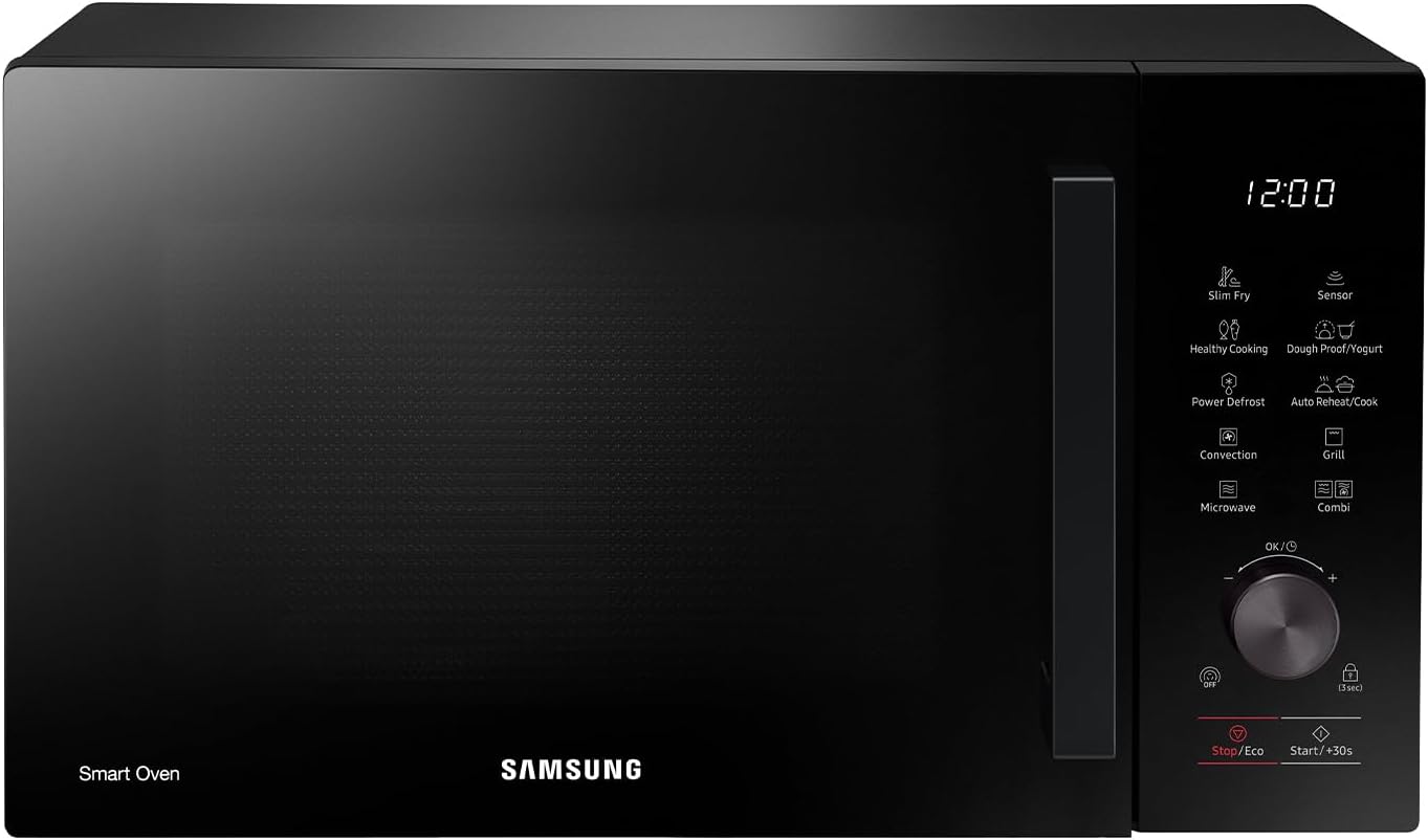 Samsung Bespoke MC28A5137KKE1 Combined Microwave Oven with Gilding Plate and Steamer Included, Air Frying, Sensor Cook, Capacity: 28L, Colour: Black, WxHxD: 51.7 x 31.0 x 47