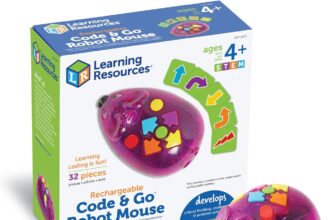 Learning Resources Code & Go Rechargeable Activity Set Mouse Robot Toys for Children and Girls 4 Years, Interactive Programmable Robot Without Screen