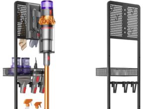 Bikoney Metal Vacuum Cleaner Holder Compatible with Dyson V15 V12 V11 V10 V8 V7 V6 Gen5, Stable Freestanding Station with Holder Accessories and Organizer for Cordless Vacuum Cleaners