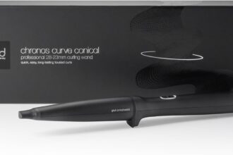 ghd Chronos Curve Conical Wand Professional Hair Curler in Black – For Long-Lasting Beach Effect Waves – Ideal for All Hair Lengths (EU Plug)