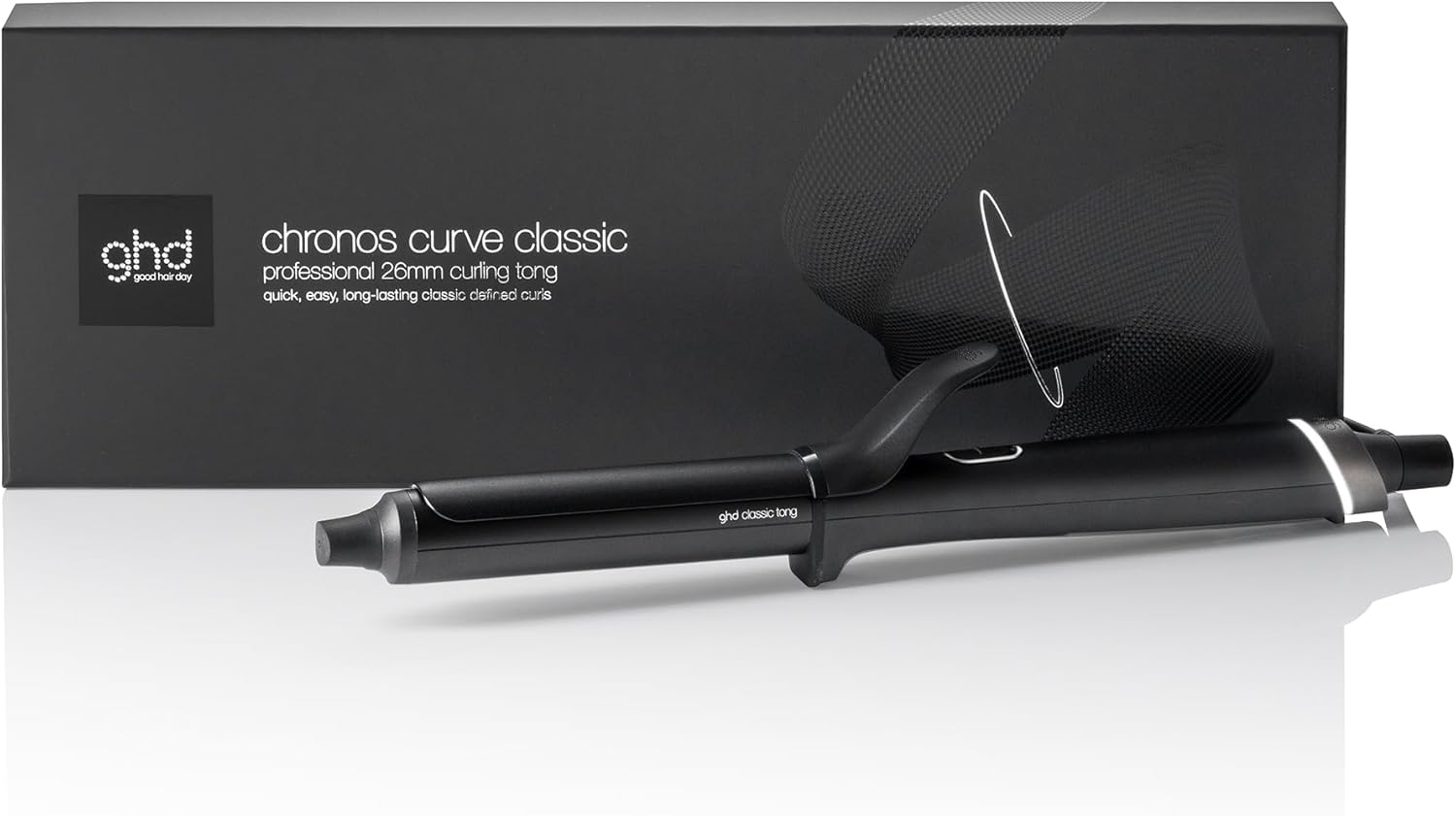 ghd Chronos Curve Classic Tong Professional Hair Curler in Black - For Defined Waves That Last Long - Ideal for All Hair Lengths (EU Plug)