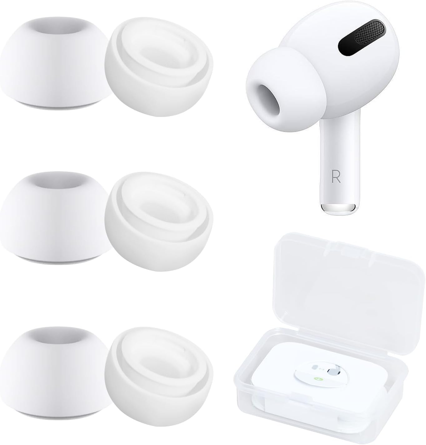 [3 Pairs] Replacement Earbuds for AirPods Pro and AirPods Pro 2, Silicone Earbuds with Noise Reduction Hole, Soft Anti-Slip Earbuds with Portable Box (Size M)