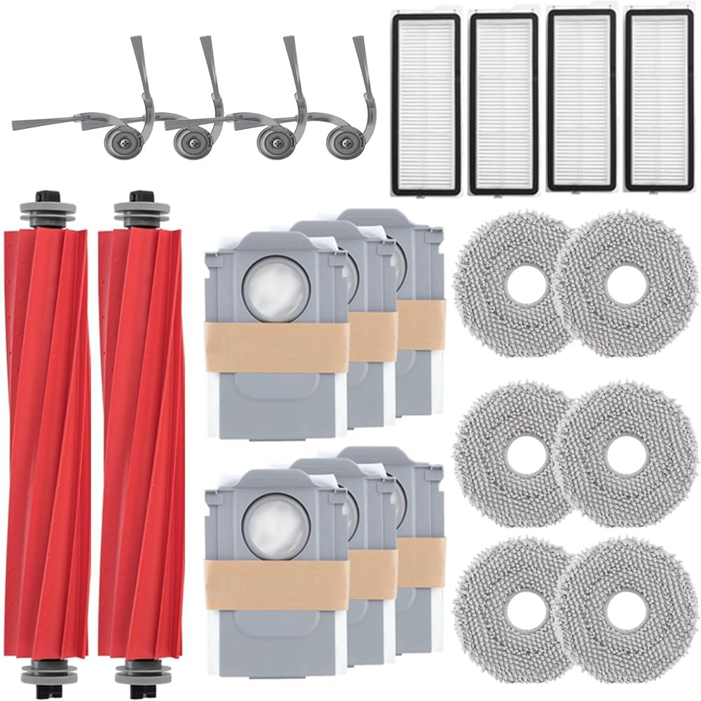 Replacement Accessories for Roborock Qrevo QV 35A Series QV 35S QR 598 QR 798 Robot Vacuum Cleaner 2 Main Brushes 4 Side Brushes 4 HEPA Filters 6 Dust Cloths 6