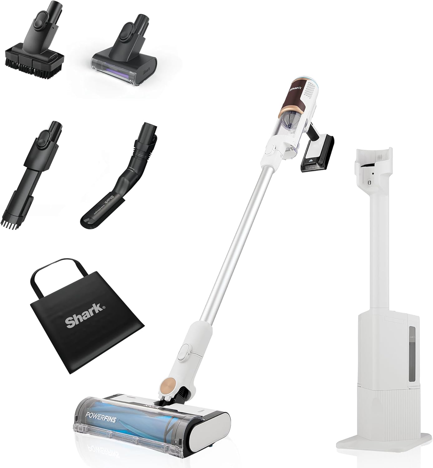 Shark Clean & Empty BU3521UKTSB Cordless Vacuum Cleaner, White/Mahogany