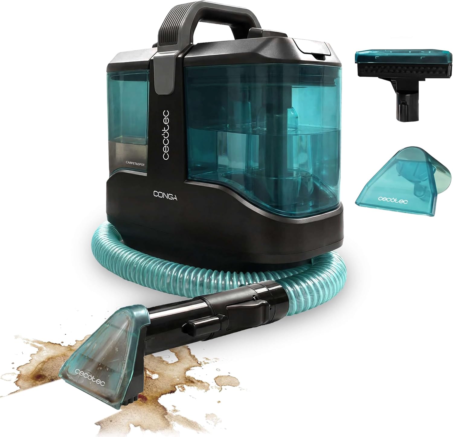Cecotec Carpetclean 3-in-1 Conga 3000 Carpetclean Carpet Vacuum Cleaner: Sprays, Cleans and Vacuums, 400 W, 2 Tanks – Clean and Dirty Water, Water Sprayer, 6 m Radius, 1.2 m Flexible Hose