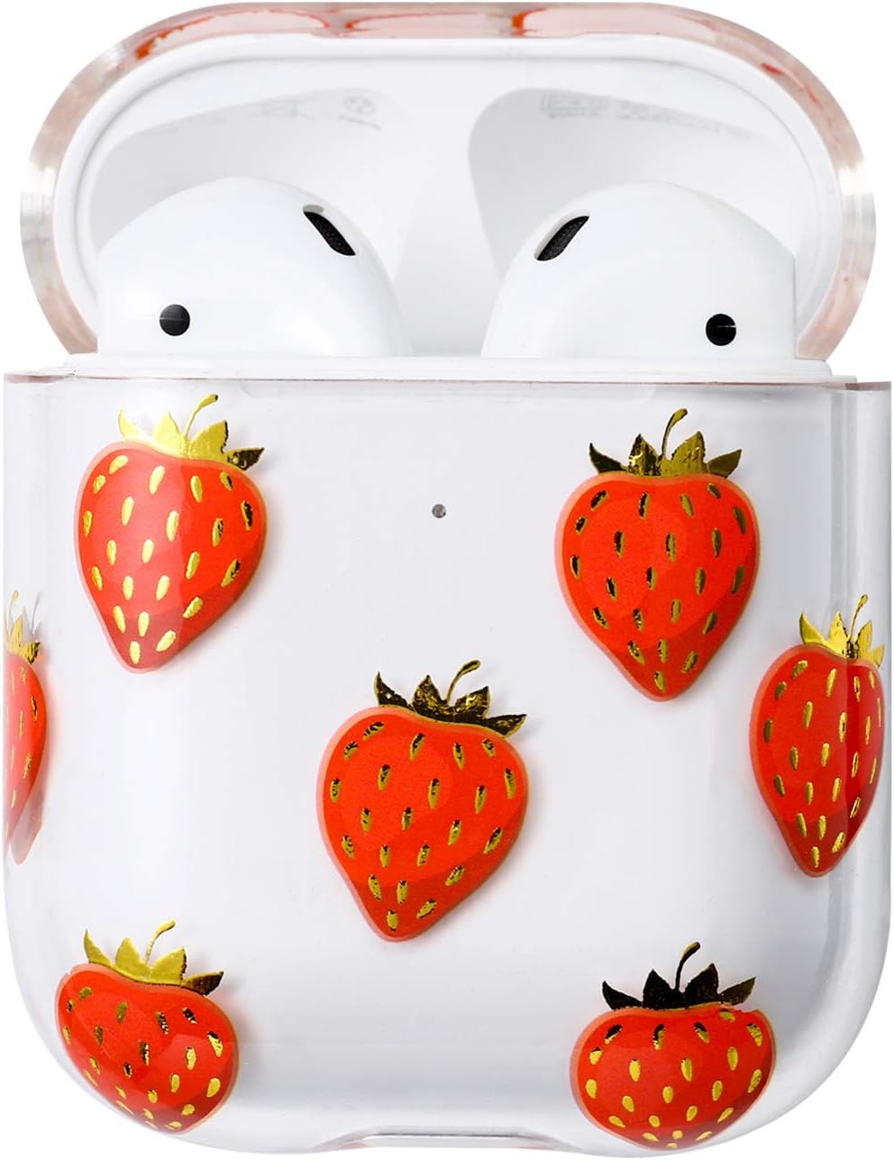 AKABEILA Compatible with Apple Airpods 2 AirPods Case, Cute Patterns, Clear Polycarbonate Airpods Hard Case, Shockproof [Front LED Visible] Full Protection,