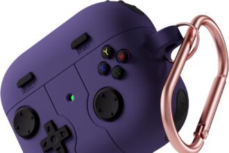 Compatible with Airpods 3 Case, Classic Portable Game Console Case Soft Silicone Protective Case with Lanyard for Airpods 3, Purple