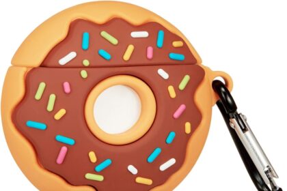 Jowhep Case for AirPods Pro/3 Protective Soft Silicone AirPod 3 Case Cartoon Leather Cute Girls Kids Keychain Fashion Funny Air Pods Pro Cases Brown Donuts