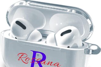 Personalized Clear Name & Initial AirPods 3 Case, Custom Double Text for AirPods Pro 2, Pro 1, Clear Slim Shockproof TPU Protective Case with Keychain