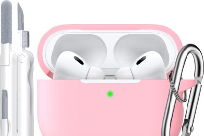 R-fun Airpods Pro 2nd/1st Generation Case with Cleaning Set, Full Protection Silicone for Apple AirPods Pro 2023/2022/2019 Charging Case [Front LED Visible], Pink