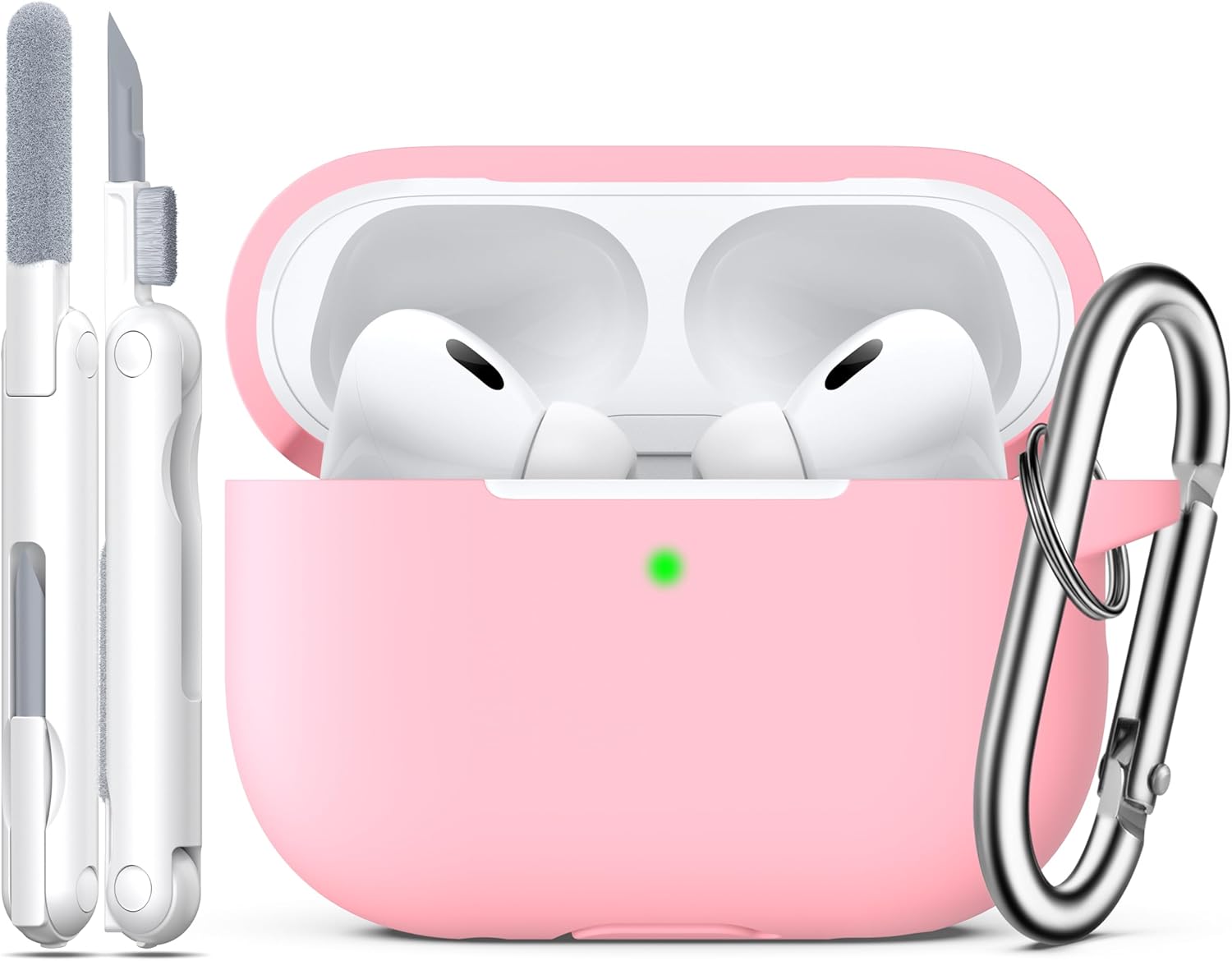 R-fun Airpods Pro 2nd/1st Generation Case with Cleaning Set, Full Protection Silicone for Apple AirPods Pro 2023/2022/2019 Charging Case [Front LED Visible], Pink