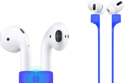 Deexeen Compatible with AirPods 1 2 Pro Magnetic Anti-lost Strap, Colorful Soft Sports Lanyard, Silicone Running Cable Connector, Silica Gel Neck Rope, Blue