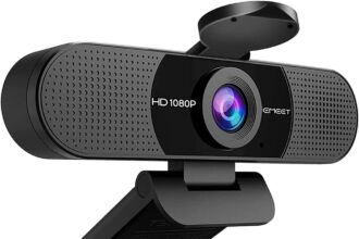 EMEET Full HD Webcam C960 1080P Webcam with Dual Microphone, 90° Streaming Camera with Auto Light Correction, Plug & Play for Linux, Win10, Mac OS X, YouTube, Skype, Conference